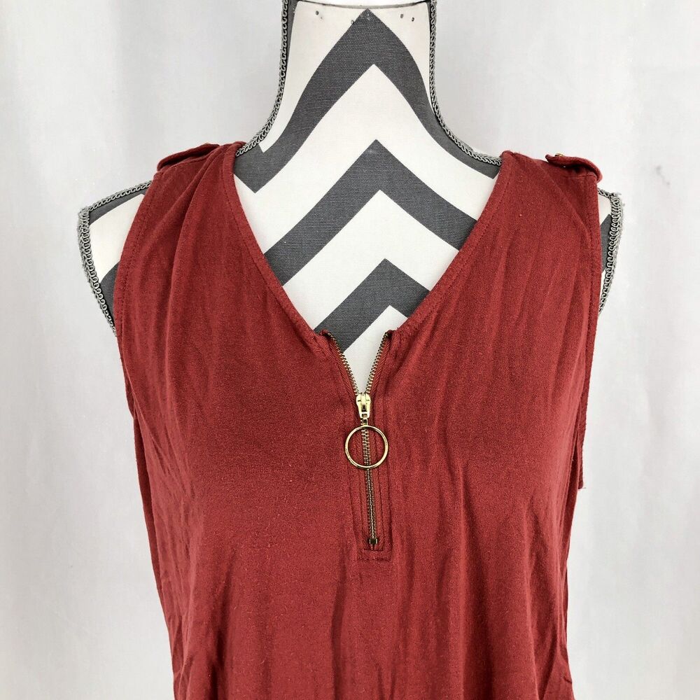 Fifty Street Orange Sleeveless 1/4 Zip Tank Top TB3555Y Large